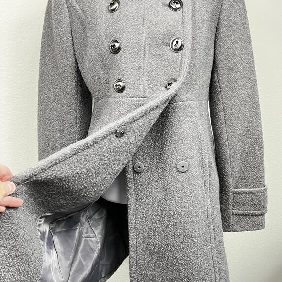Kenneth Cole Women’s Wool Blend Double Breasted Coat Gray Size 8 Thigh Length - Picture 5 of 14
